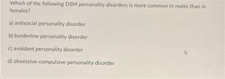 Which of the following DSM personality disorders is more common in males than in females?